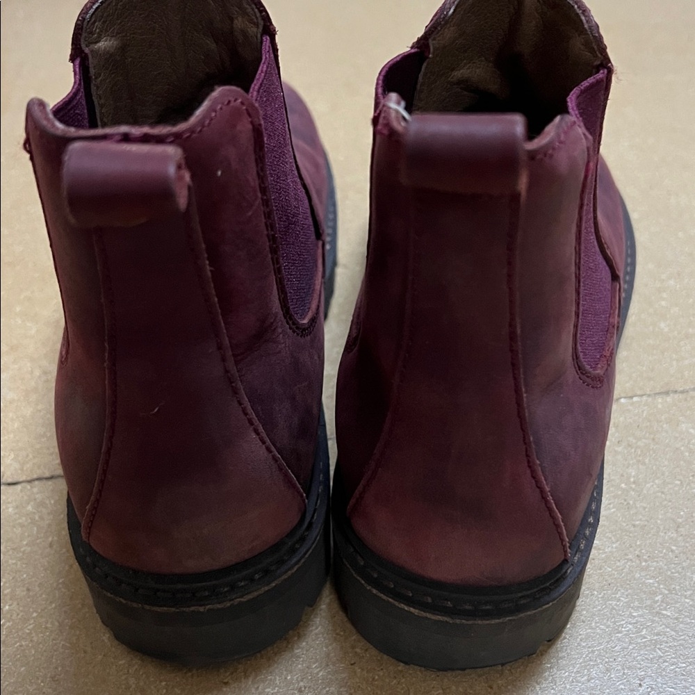 EUC Birkenstock Stalon Chelsea Boots Burgundy Nubuck leather size 38 - Picture 6 of 9